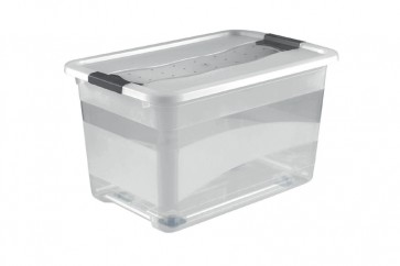 Plastový box Crystal 52 l, průhledný, na kolečkách, 59,5x39,5x35 cm