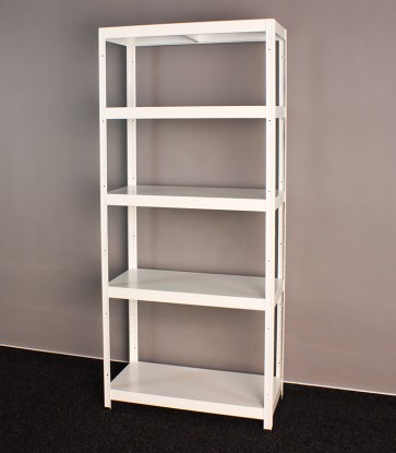 Kovový regál Vega, 5 polic, 180x80x40 cm, 130 kg, bílý