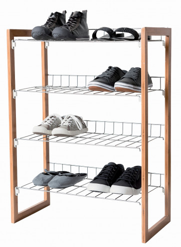 Čtyřpatrový botník Compactor Akira na 12 párů bot, kaučukové dřevo, 59 x 29,5 x 79,5 cm   POSLEDNÍ 1 KS
