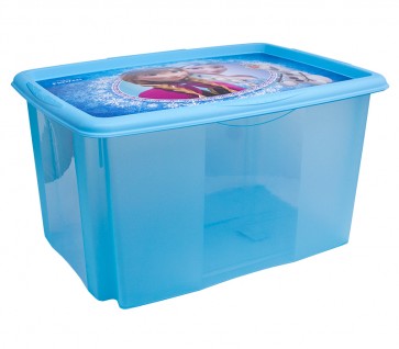 Plastový box Frozen, 45 l, modrý s víkem, 55x39,5x29,5 cm