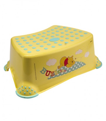 Dětský taburet v žluto medové barvě s motivem Medvídka Pú - 40x28x14 cm - POSLEDNÍCH 6 KS