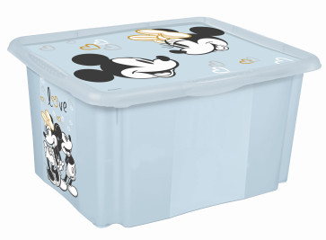 Plastový box Mickey, 15 l, světle modrý s víkem, 38 x 28,5 x 20,5 cm