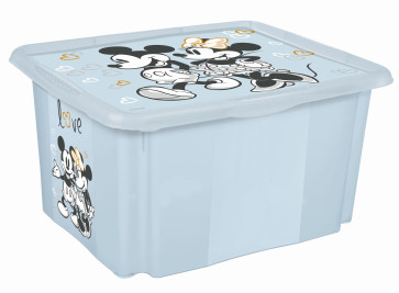 Plastový box Mickey, 24 l, světle modrý s víkem, 42,5 x 35,5 x 22,5 cm
