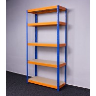 Kovový regál Saturn, 5 polic, 196x100x40 cm, 275 kg, modro oranžový 