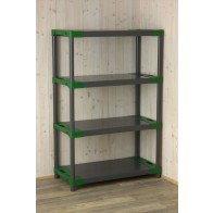 Plastový regál Jupiter se 4 policemi, šedozelený, 138x80x46 cm