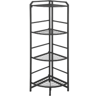 Kovový regál rohový Evolution, černý, 4 police, 116x35x33 cm