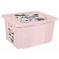 Plastový box Minnie, 24 l, světle růžový s víkem, 42,5 x 35,5 x 22,5 cm