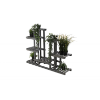 Vícepatrový dřevěný stojan na květiny, šedý, 95x116x25 cm
