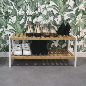 Dvoupatrový botník Compactor Akira na 8 párů bot, bambusové dřevo, 70 x 26 x 33,5 cm