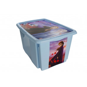 Plastový box Frozen, 45 l, modrý s víkem, 55x39,5x29,5 cm