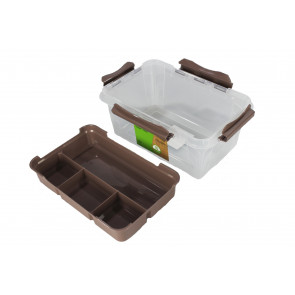 Plastový Clipp box s přihrádkou, 15,3 l , průhledný ,39x19x18 cm