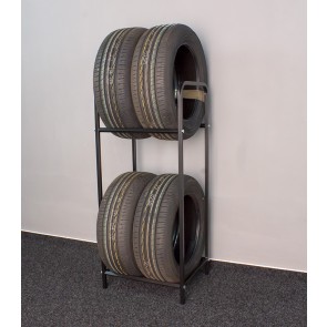 Regál na pneumatiky, černý, 4 ks pneumatik