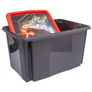 Plastový box Star Wars, 45 l, černý s víkem, 55x39,5x29,5 cm